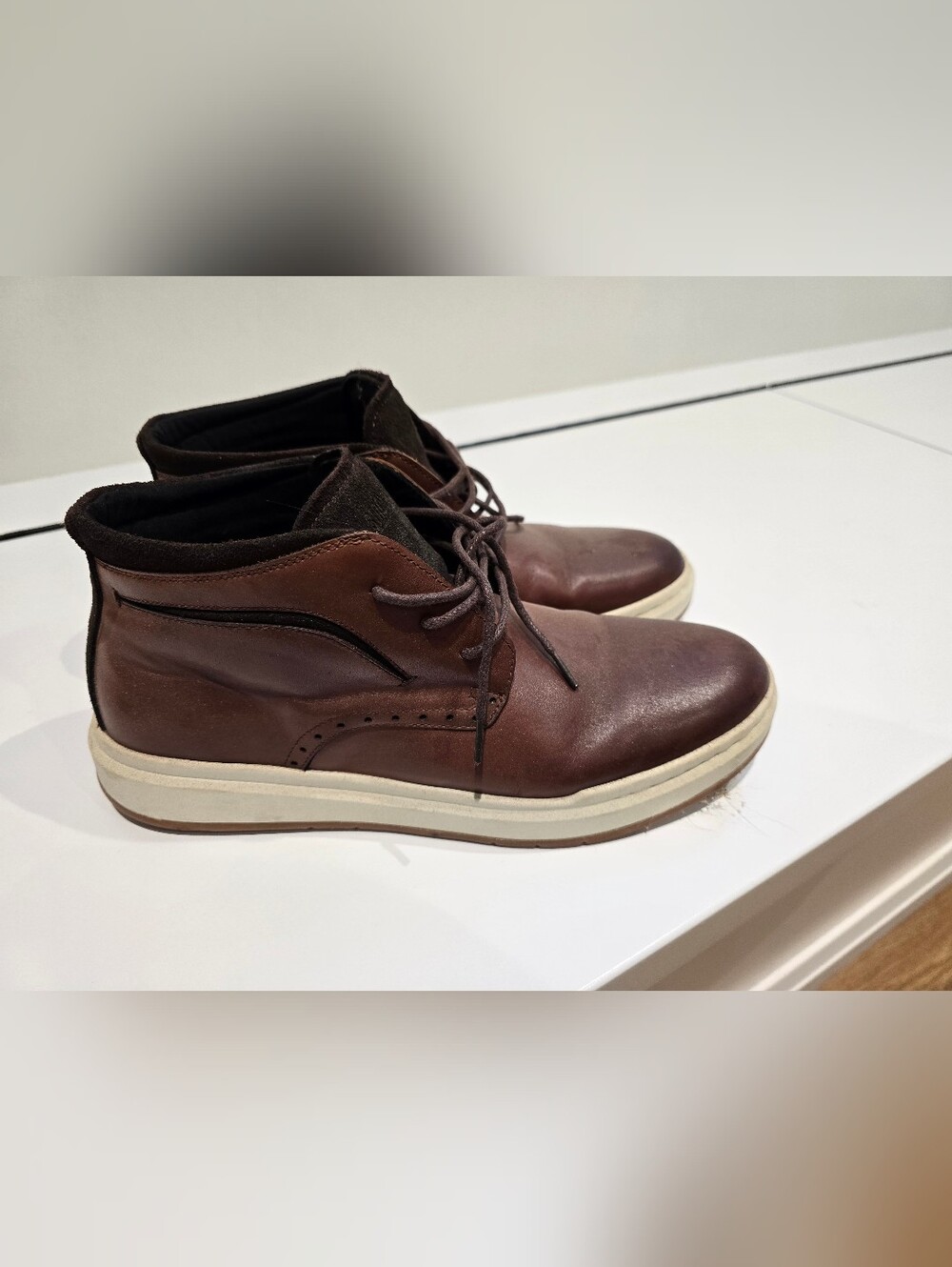 Stacy Adams Brown Leather Chukka Boots with White Sole